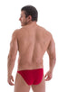 Stuffit Pouch Bikini Swimsuit in ThinSKINZ Lipstick Red, Front View; Stuffit Pouch Bikini Swimsuit in ThinSKINZ Lipstick Red, Rear View; Stuffit Pouch Bikini Sw