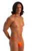 mens extreme micro string bikini tiny swimsuit by skinz swimwear in Blazing Orange; Stuffit Pouch Half Back Swimsuit in Blazing Orange 2; Stuffit Pouch Half Bac