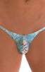 Micro Pouch - Puckered RIO Back in Super ThinSKINZ Aqua Python, Front View; Micro Pouch - Puckered RIO Back in Super ThinSKINZ Aqua Python, Rear View; Micro Pou