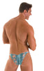 Micro Pouch - Puckered RIO Back in Super ThinSKINZ Aqua Python, Front View; Micro Pouch - Puckered RIO Back in Super ThinSKINZ Aqua Python, Rear View; Micro Pou
