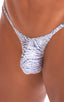 mens micro bikini swimsuit with tiny scrunchie butt skinz swimwear in sheer Artic Camo; Mens Micro Pouch Puckered Back Swimsuit  in Super ThinSKINZ Artic Camo 2