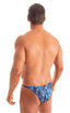 mens micro bikini swimsuit with tiny scrunchie butt skinz swimwear in sheer Dark Water 1; Mens Micro Pouch Puckered Back Swimsuit  in Super ThinSKINZ Dark Water