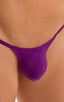 mens micro g string sexy swimsuit bikini in ThinSKINZ Grape, Front View; Stuffit Pouch G String Swimsuit in ThinSKINZ Grape, Rear View; Stuffit Pouch G String S