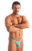 Mens Thong Swimsuit - Bravura Pouch in ThinSKINZ Mint 1; Mens Thong Swimsuit - Bravura Pouch in ThinSKINZ Mint 2; Mens Thong Swimsuit - Bravura Pouch in ThinSKI