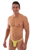 Mens Thong Swimsuit - Bravura Pouch in ThinSkinz Buttercup 1; Mens Thong Swimsuit - Bravura Pouch in ThinSkinz Buttercup 2; Mens Thong Swimsuit - Bravura Pouch 