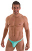 mens micro pouch thong back sexy swimsuit in swimwear fabric Aquamarine; Stuffit Pouch Thong in Aquamarine 1.5; Stuffit Pouch Thong in Aquamarine, Rear View; St