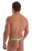 mens micro pouch thong back sexy swimsuit in swimwear fabric Aquamarine; Stuffit Pouch Thong in Aquamarine 1.5; Stuffit Pouch Thong in Aquamarine, Rear View; St