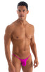 mens hot pink micro pouch swimsuit half back bikini skinz swimwear; Stuffit Pouch Half Back Tanning Swimsuit in Fuchsia 2; Stuffit Pouch Half Back Tanning Swims