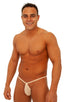 Teardrop G String Swim Suit in Semi SHEER Nude PowerNet, Front View; Teardrop G String Swim Suit in Semi SHEER Nude Athletic Mesh 2; Teardrop G String Swim Suit
