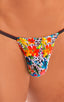 Mens Micro Adjustable G String Swimsuit in Semi Sheer Hibiscus Print on Mesh 1; Mens Micro Adjustable G String Swimsuit in Semi Sheer Hibiscus Print on Mesh 2; 