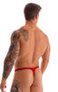 best seller mens swimwear classic t back thong swimsuit in Ruby Red; Mens Thong Swimsuit - Bravura Pouch in Ruby Red 2; Mens Thong Swimsuit - Bravura Pouch in R