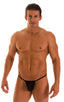 mens micro g string thong swimsuit bikini in skinz swimwear sheer Black Peep Show; G String Swimsuit - Adjustable Pouch in Black Peep Show with Black Strings, 