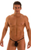 mens micro g string thong swimsuit bikini in skinz swimwear sheer Black Peep Show; G String Swimsuit - Adjustable Pouch in Black Peep Show with Black Strings, 
