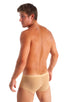 Extreme Low Square Cut Swim Trunks in semi SHEER Nude PowerNet, Front View; Extreme Low Square Cut Swim Trunks in semi SHEER Nude PowerNet, Rear View; Special O