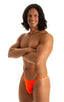 mens smooth pouch string side t back thong sexy swimsuit bikini in Blazing Orange; Smooth Pouch Skinny Sides Swim Thong in Blazing Orange 2; Smooth Pouch Skinny