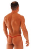 mens micro g string sexy swimsuit bikini in best seller skinz swimwear sheer red; Stuffit Pouch G String Swimsuit in ThinSKINZ Red - Semi Sheer, Rear View; Stuf