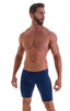 Fitted Pouch Lycra Shorts in Navy Blue, Front View; Fitted Pouch Lycra Shorts in Navy Blue, Rear View; Fitted Pouch Lycra Shorts in Navy Blue, Front Alternative
