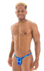 4-Way Adjustable Bikini-Tanga-Micro in New World Blue, Front View; 4-Way Adjustable Bikini-Tanga-Micro in New World Blue, Rear View; 4-Way Adjustable Bikini-Tan