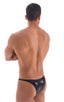 mens seamless skimpy bikini swimsuit half back skinz swimwear in Metallic Rockstar Black; Rio Tanning Bikini Swimsuit in Metallic Rockstar Black, Rear View; Rio