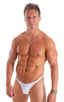 mens seamless skimpy bikini swimsuit half back skinz swimwear in Semi Sheer Super ThinSkinz White; Mens Seamless Skimpy Bikini Swimsuit in Semi Sheer Super Thin