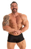 Posing NPC-IFBB Physique Low Cut Short in Black tricot-nylon-lycra 1; Posing NPC-IFBB Physique Low Cut Short in Black tricot-nylon-lycra 2; Posing NPC-IFBB Phys
