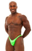 mens bodybuilder posing suit  half back competition IFBB NPC in Neon Lime; Bodybuilder Posing Suit - Narrow Back in Neon Lime, Rear View; Bodybuilder Posing Sui