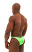 mens bodybuilder posing suit  half back competition IFBB NPC in Neon Lime; Bodybuilder Posing Suit - Narrow Back in Neon Lime, Rear View; Bodybuilder Posing Sui