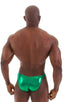 mens competition posing suit in metallic kelly green NPC IFBB body builder bikini by skinz; Posing Suit - Competition Bikini Cut in Metallic Kelly Green, Rear V