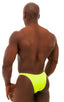 Bodybuilder Posing Suit - Narrow Back in Neon Chartreuse, Front View; Bodybuilder Posing Suit - Narrow Back in Neon Chartreuse, Rear View; Bodybuilder Posing Su