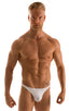 mens swimwear classic t back thong swimsuit in sheer White; T Back Thong Swimsuit in Super ThinSKINZ White, Rear View; T Back Thong Swimsuit in Super ThinSKINZ 