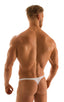 mens swimwear classic t back thong swimsuit in sheer White; T Back Thong Swimsuit in Super ThinSKINZ White, Rear View; T Back Thong Swimsuit in Super ThinSKINZ 