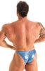 Mens Micro Fitted Pouch and Rear Bikini Swimsuit in Ice Karma Electric Blue 1; Mens Micro Fitted Pouch and Rear Bikini Swimsuit in Ice Karma Electric Blue 2; Me