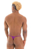 mens smooth pouch string side t back thong sexy swimsuit bikini in ThinSKINZ Grape; Smooth Pouch Skinny Sides Swim Thong in ThinSKINZ Grape, Rear View; Smooth P