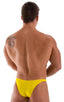 Bodybuilder Posing Suit - Narrow Back in Sunshine Yellow, Front View; Bodybuilder Posing Suit - Narrow Back in Sunshine Yellow, Rear View; Special Order Notice