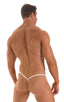 Roman G String Swim Thong in White PowerNet, Front View; Roman G String Swim Thong in White PowerNet, Rear View; Roman G String Swim Thong in White PowerNet, Fr