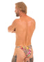 mens sexy half back bikini rio swimsuit skinz swimwear in wild orchid; Rio Tanning Bikini Swimsuit in American Flag Collage, Rear View; Rio Tanning Bikini Swimsuit