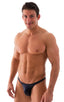 mens sexy half back bikini rio swimsuit skinz swimwear in Wet Look Black; Rio Tanning Bikini Swimsuit in Wet Look Black, Rear View; Rio Tanning Bikini Swimsuit 