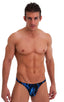mens sexy half back rio bikini swimsuit skinz swimwear in Laser Blue Lightning; Rio Tanning Bikini Swimsuit in Lazer Blue Lightning, Rear View; Rio Tanning Biki