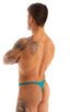 most popular mens swimwear classic t back thong swimsuit in Deep Jade; T Back Thong Swimsuit - Bravura Pouch inDeep Jade, Rear View; T Back Thong Swimsuit - Bra