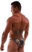Fitted Pouch Puckered Back Bikini Swimsuit in Camouflage, Front View; Fitted Pouch Puckered Back Bikini Swimsuit in Camouflage, Rear View; Fitted Pouch - Pucker