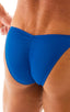 mens posing suit with fitted pouch and fitted puckered butt bodybuilder bikini in imperial blue; Fitted Pouch - Puckered Back - Bikini in Imperial Blue 2; Fitte