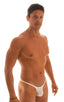 mens tiny sheer white g string thong swimsuit by skinz swimwear; Stuffit Pouch G String Swimsuit in Semi Sheer White peep Show 2; Stuffit Pouch G String Swimsui