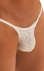 mens tiny sheer white g string thong swimsuit by skinz swimwear; Stuffit Pouch G String Swimsuit in Semi Sheer White peep Show 2; Stuffit Pouch G String Swimsui