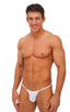 mens micro g string sexy swimsuit bikini in Semi SHEER White PowerNet; Stuffit Pouch G String Swimsuit in Semi SHEER White PowerNet nylon/lycra, Rear View; Stuf