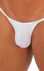 mens micro g string sexy swimsuit bikini in Semi SHEER White PowerNet; Stuffit Pouch G String Swimsuit in Semi SHEER White PowerNet nylon/lycra, Rear View; Stuf