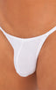 mens micro g string sexy swimsuit bikini in Semi SHEER White PowerNet; Stuffit Pouch G String Swimsuit in Semi SHEER White PowerNet nylon/lycra, Rear View; Stuf