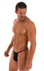 mens best seller black g string thong swimsuit skinz swimwear; Y Back G String Swim Thong in Black, Rear View; Y Back G String Swim Thong in Black tricot-nylon-