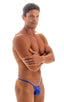 mens micro g string sexy swimsuit bikini in best seller shiny royal blue skinz swimwear; Stuffit Pouch G String Swimsuit in Wet Look Royal Blue 2; Stuffit Pouch