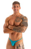 mens super low tiny bikini swimsuit by skinz swimwear in Sea Mist Powernet; Super Low Brazilian Bikini in Sea Mist Powernet 2; Super Low Brazilian Bikini in Sea