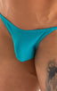 mens super low tiny bikini swimsuit by skinz swimwear in Sea Mist Powernet; Super Low Brazilian Bikini in Sea Mist Powernet 2; Super Low Brazilian Bikini in Sea